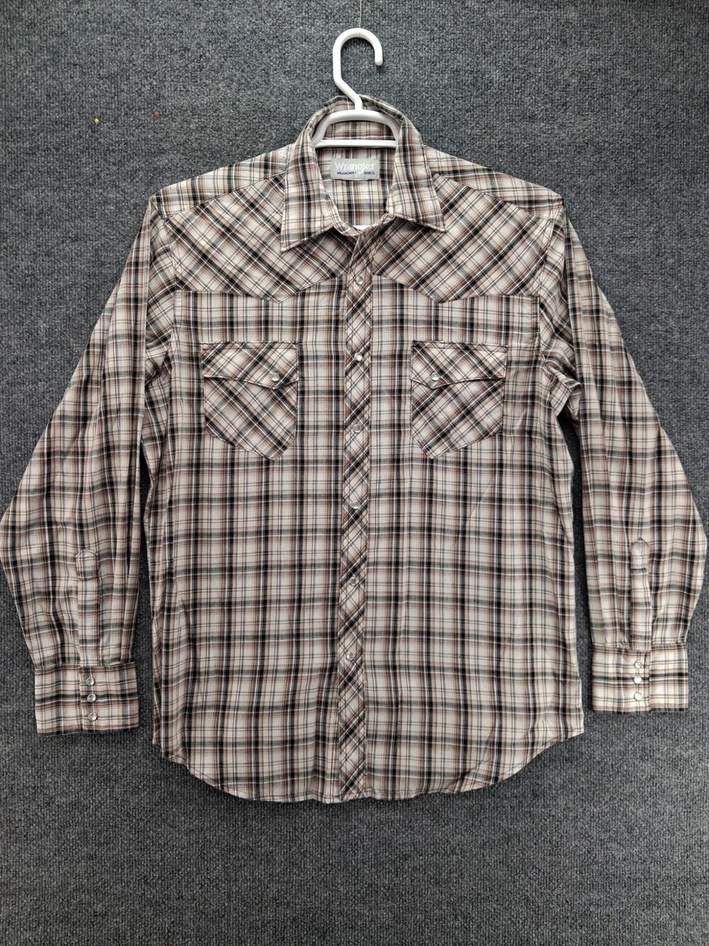 Wrangler Wrancher Shirt Mens Large Long Sleeve Pearl Snap